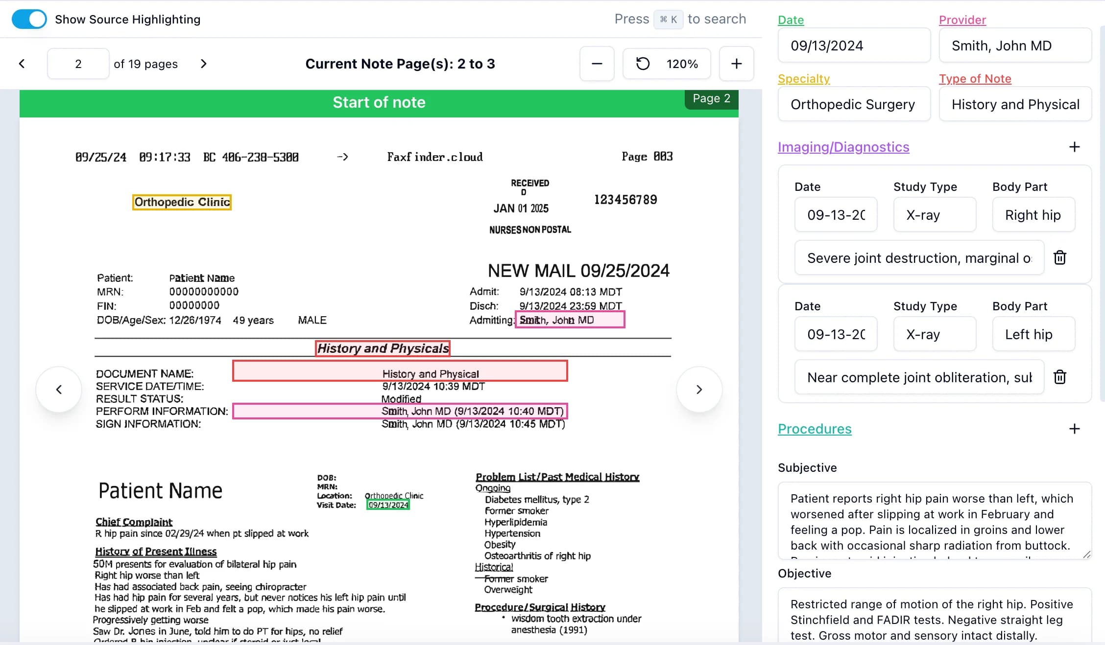 Zoomed Medical Note